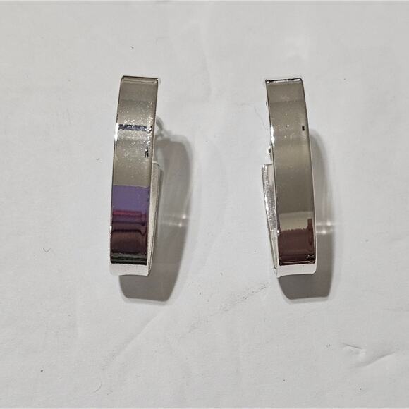 Lucky brand Thick Silver‎ Hoop Earrings New! - Picture 1 of 4